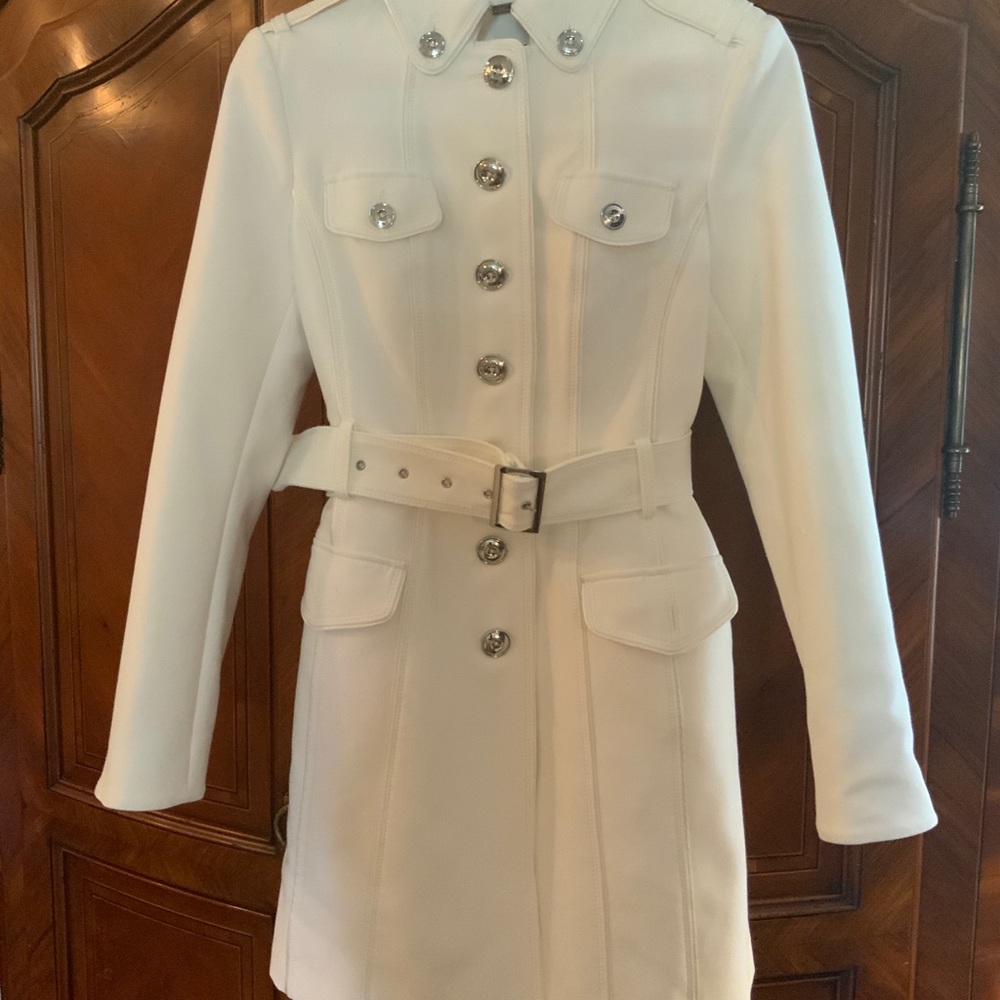 WHBM White Short Trench Coat